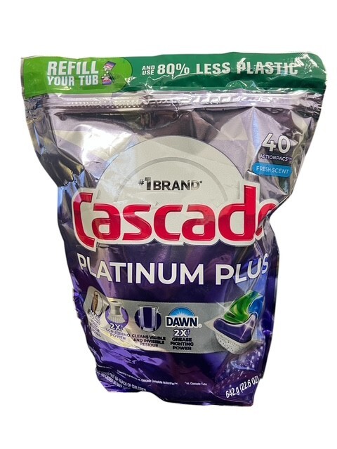 CASCADE PLATINUM PLUS FRESH SCENT 40 CT ACTIONPACS