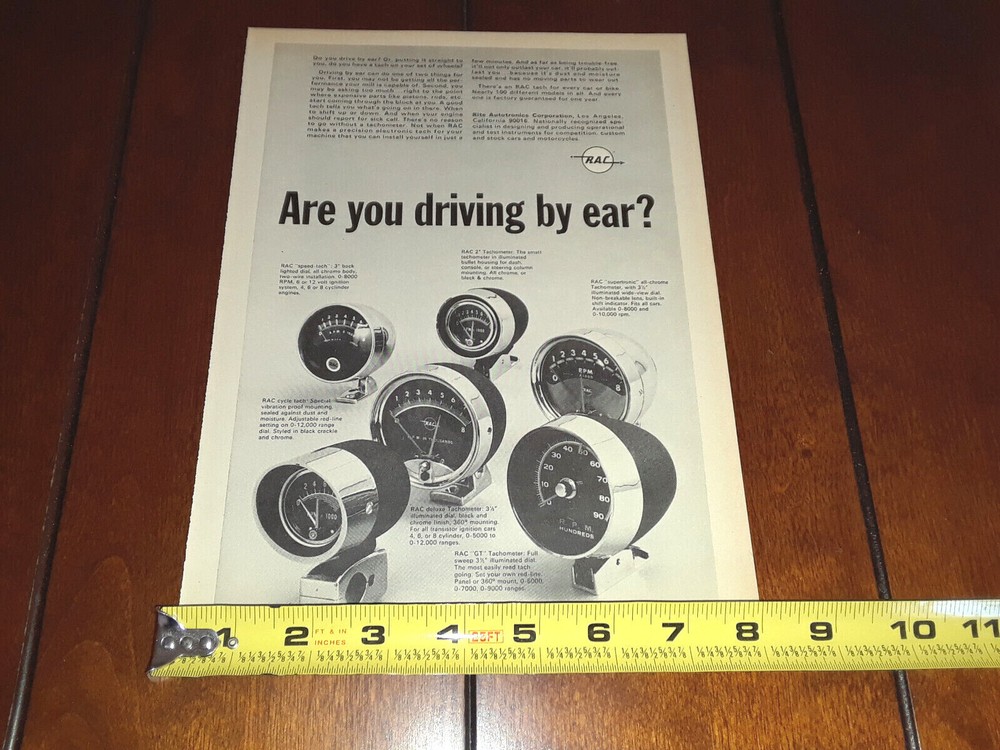 1966 RAC TACHOMETER ORIGINAL AD
