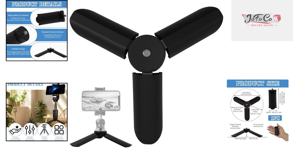 Durable and Foldable Mini Tripod - Essential Accessory for Vlogging & Streaming