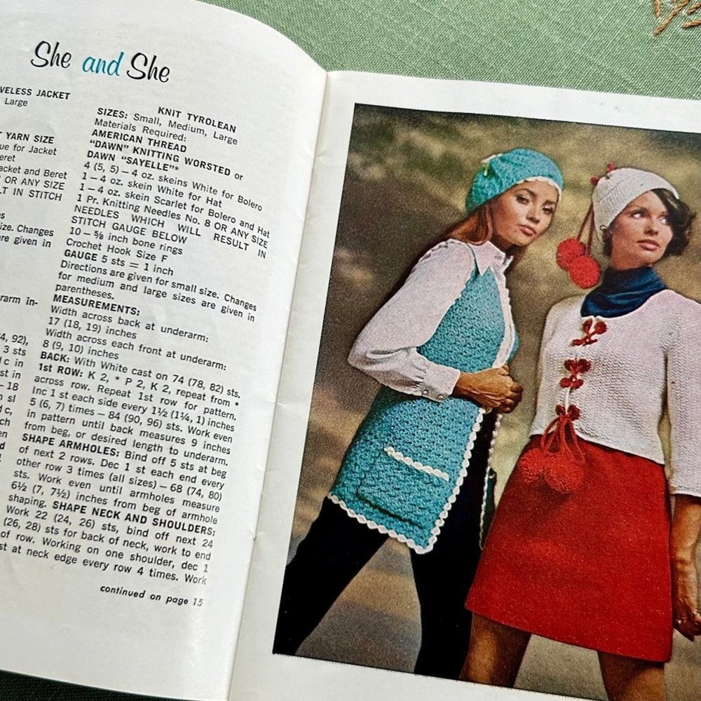 Vintage American Thread He and She Sweaters, Knitting Pattern Book