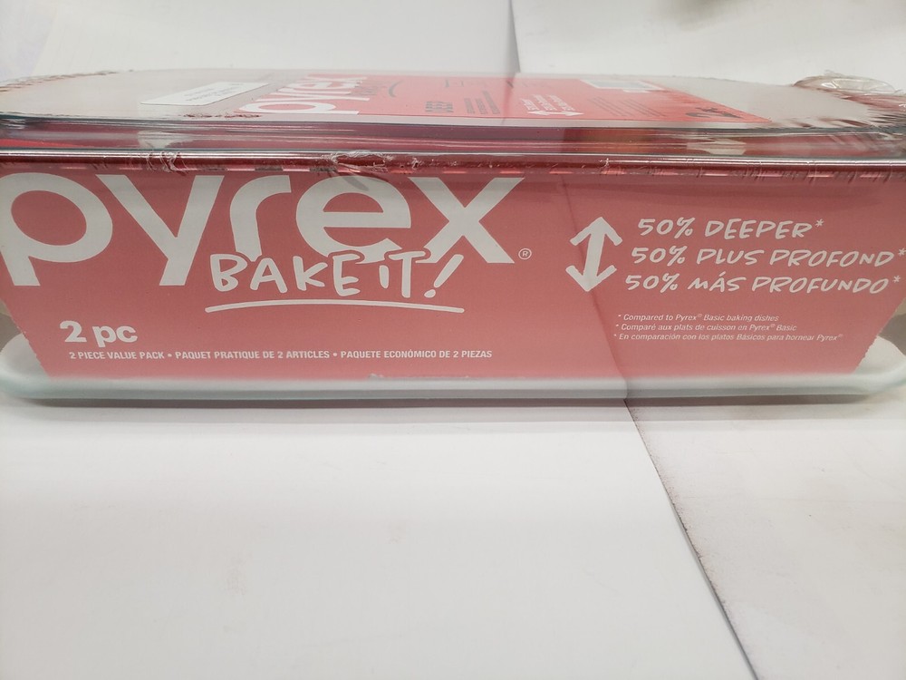 Pyrex Bake It 2 Piece Deep Oblong Glass Bakeware Set