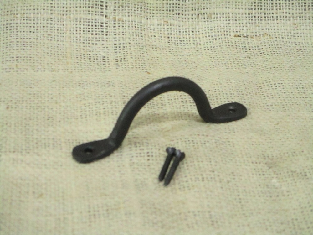 5 HAND FORGED IRON DRAWER BIN PULLS 4 1/4" LONG CABINET HANDLES KITCHEN BATH