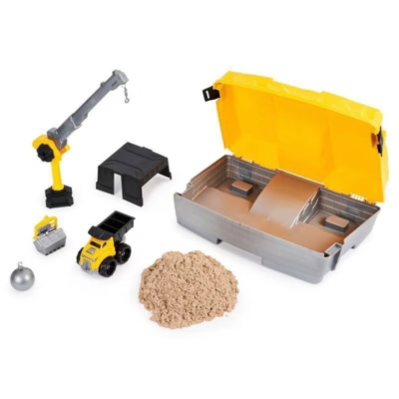Construction Site Kit with Crane, Dump Truck, Foldable Sandbox