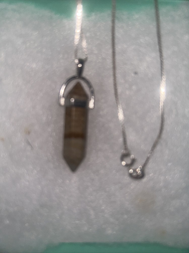 Boho Hippie Picture Jasper Sterling Silver Necklace 16”