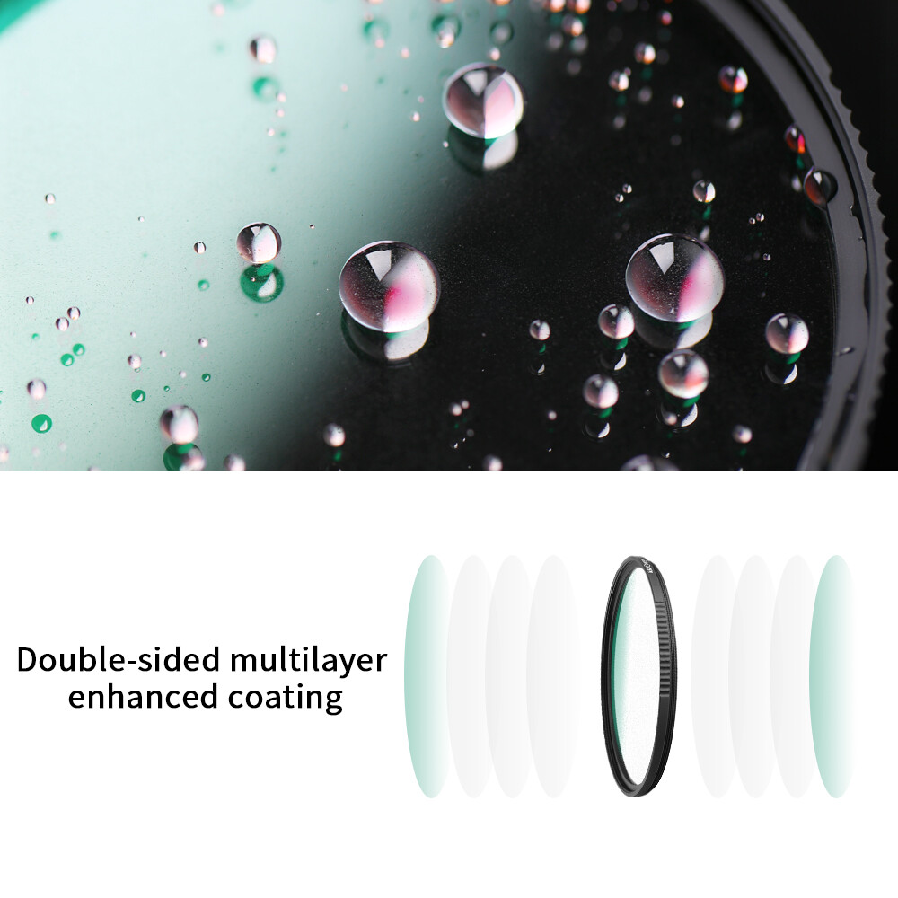 K&F Concept 72mm Filter Ring Black Pro Mist 1/4 Filter Multi Coated