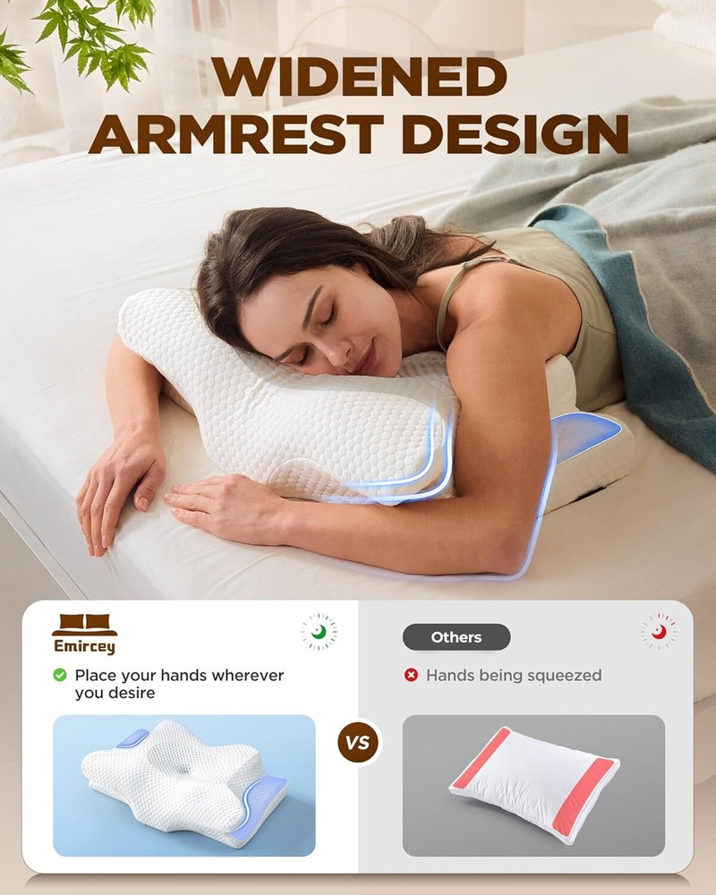 Cervical Pillow, Ergonomic Side Sleeping Pillow for Adults, Memory Foam Pillow