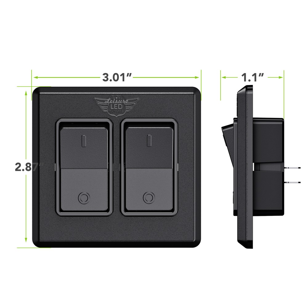 Single 2 Gang On-OFF 12V Black Light Switch - RV Camper Trailer Marine Boat 12 V