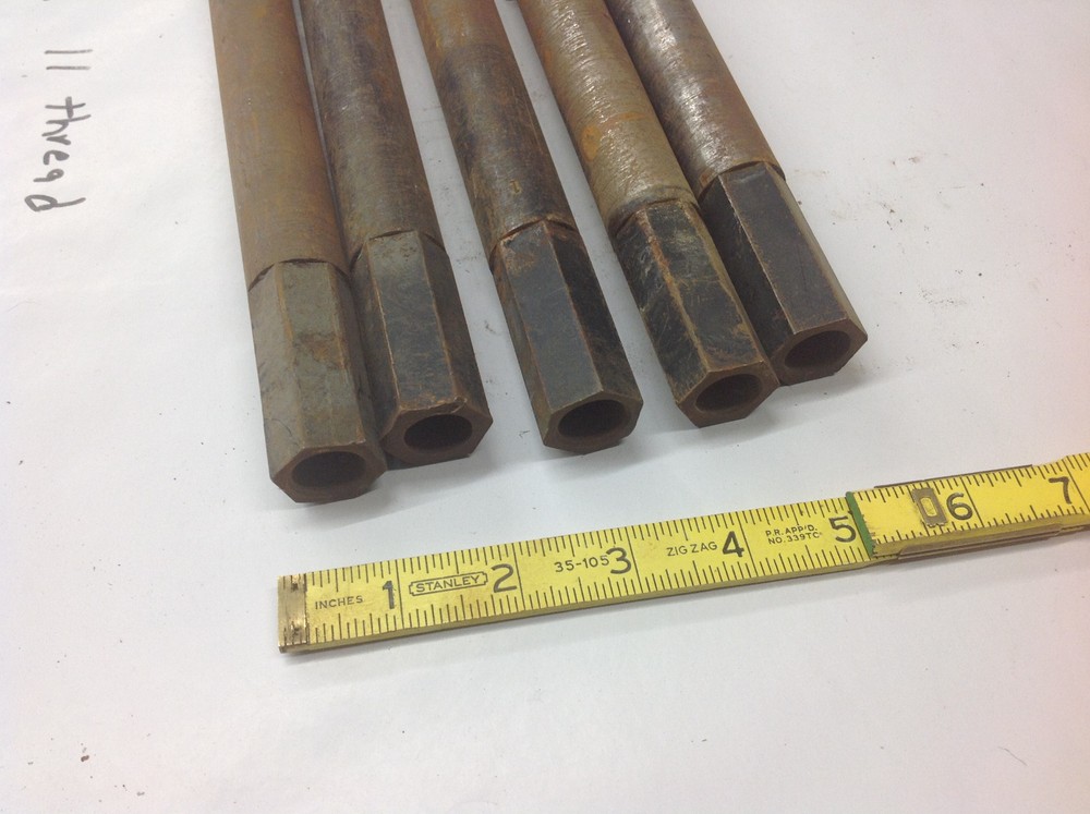 (5) 1" x 14" Long 11 Thread Concrete Core Drill Bit USED black.