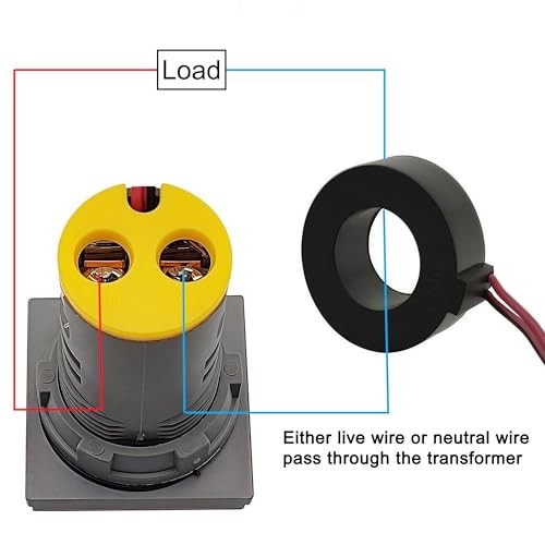 2PCS 3 in 1 Digital AC Current Voltage Frequency Indicator Square LED Yellow