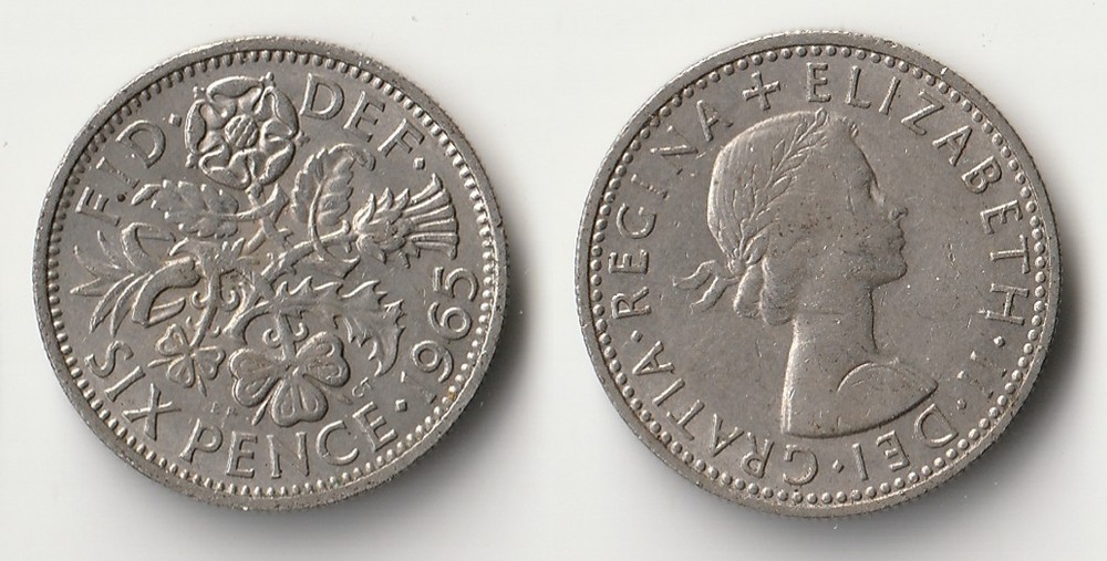 1965 Great Britain sixpence coin