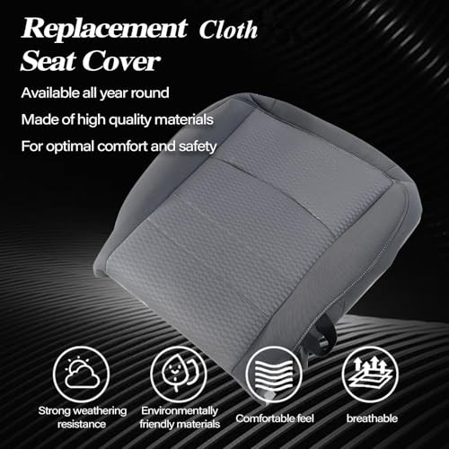 Driver Side Bottom and Top Lean Back Replacement Cloth Seat Cover Gray