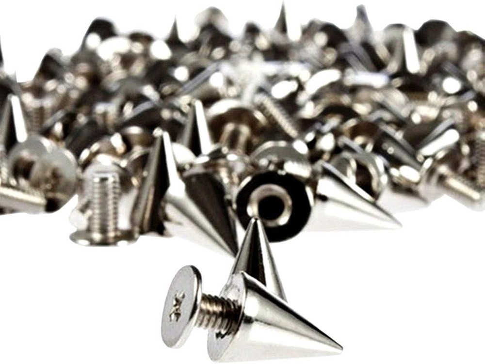 Versatile 9.5mm Silver Cone Spikes - 200 Piece DIY Rivet Set for Creatives