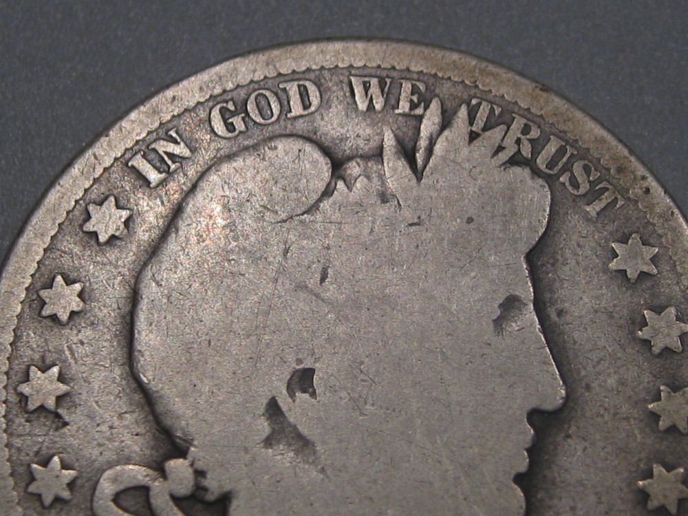 Better-date 1897-s Silver BARBER Half Dollar.
