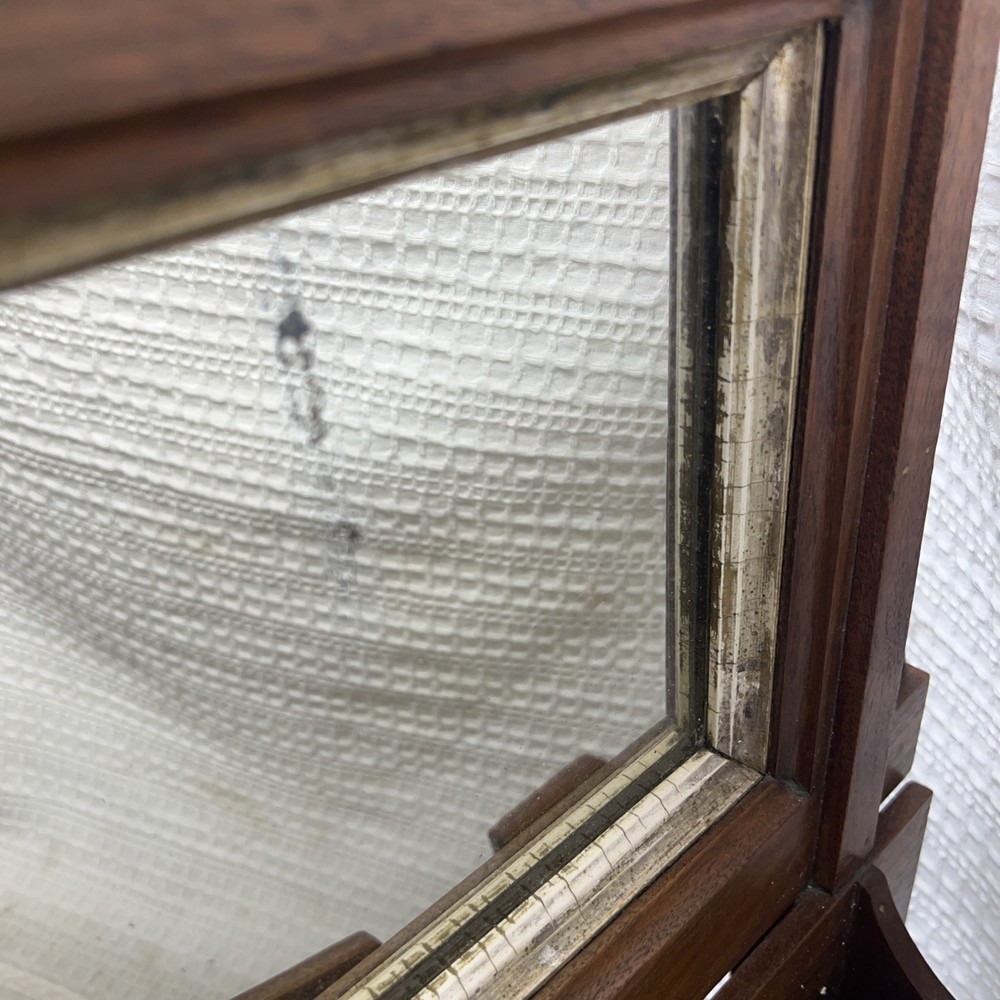 Antique Victorian Walnut Wall Mount Comb Box with Mirror