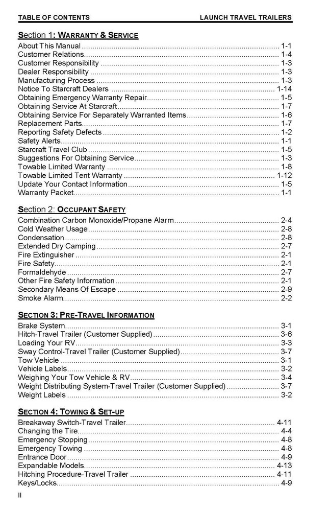 Starcraft 2014 Launch Towable Trailer Manual Instructions User Guide COIL COPY