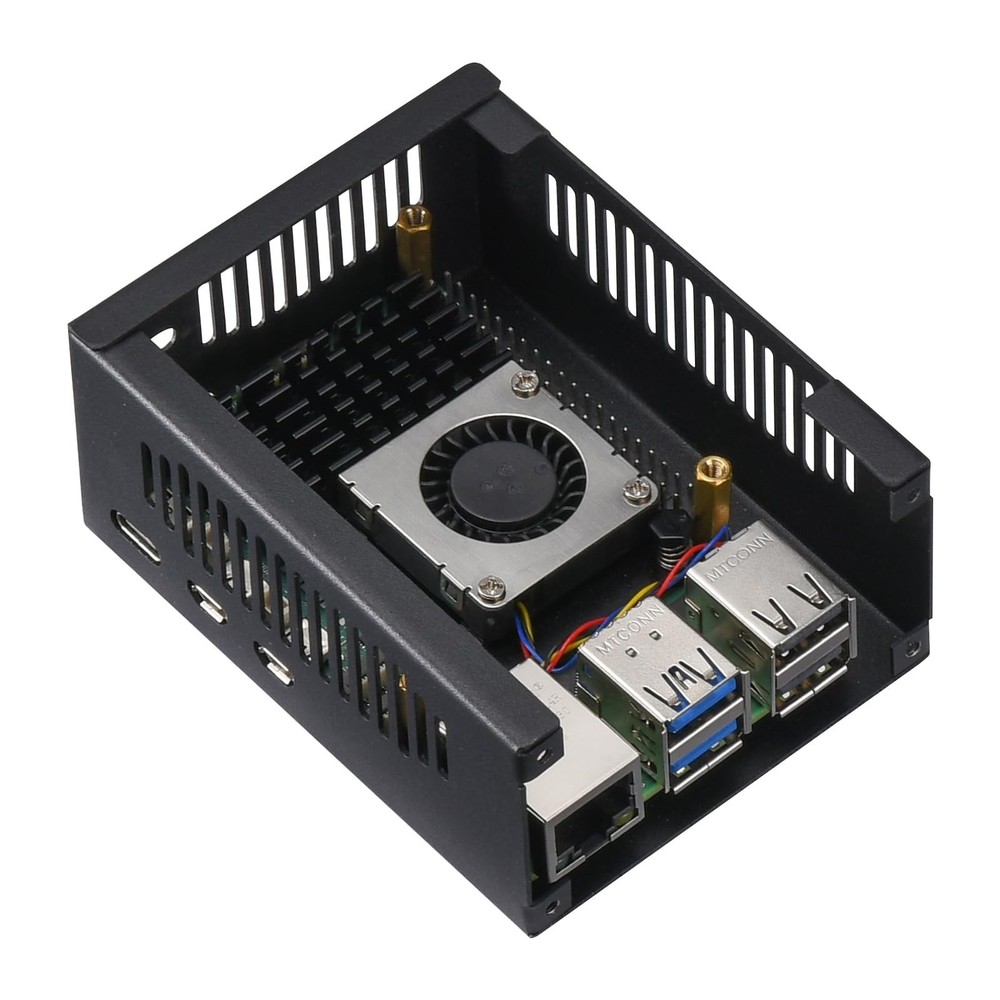 Metal Case for Raspberry Pi 5, Support 5 Active Cooler, PCIe Black