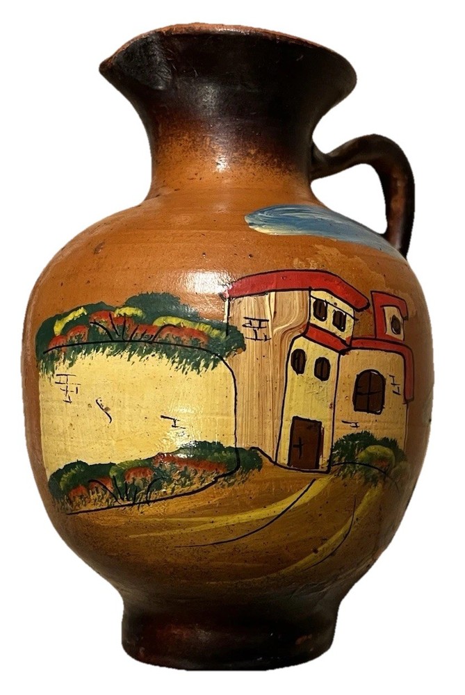 Jug , Terracotta Peruvian Spouted Jug- Vintage 5”