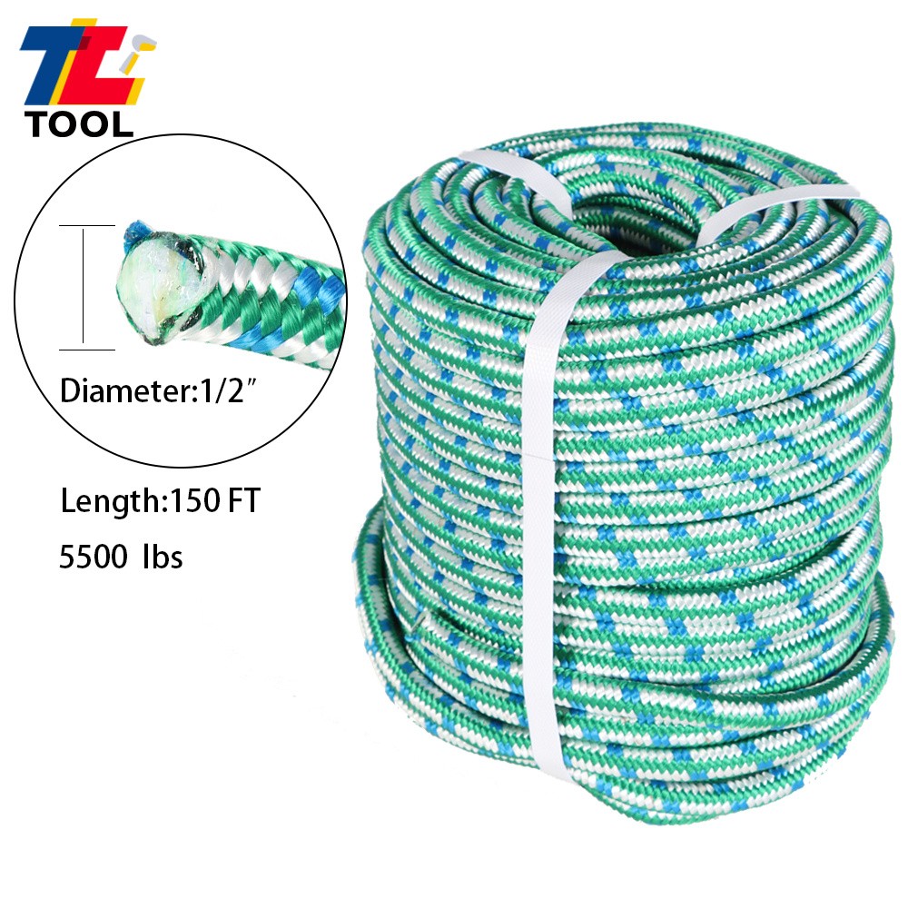 1/2" × 150' 16 Strand Durability Braid Polyester Rope Arborist Tree  Rope