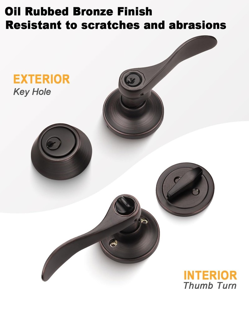 Secure Your Doors - Gobrico 3 Pack Wave Entry Lever Lockset