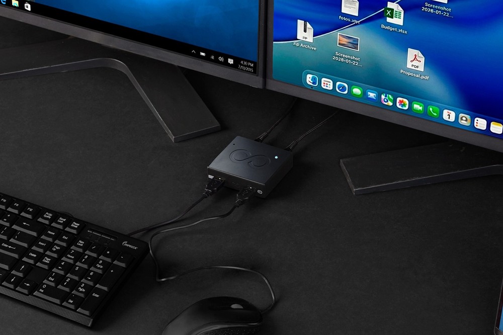 LoopMotion™: First No-Button Keyboard & Mouse USB Switch (Automatic) 2 computers