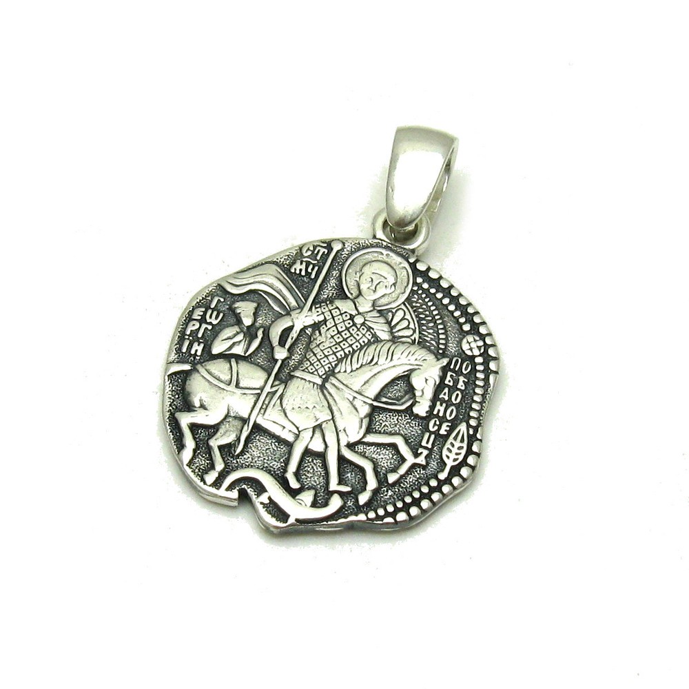 Genuine Sterling Silver Pendant Hallmarked Solid 925 Saint George Handmade