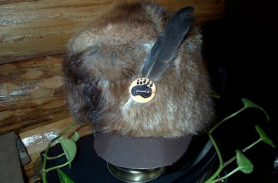 MOUNTAIN MAN, MUSKRAT FUR CAP
