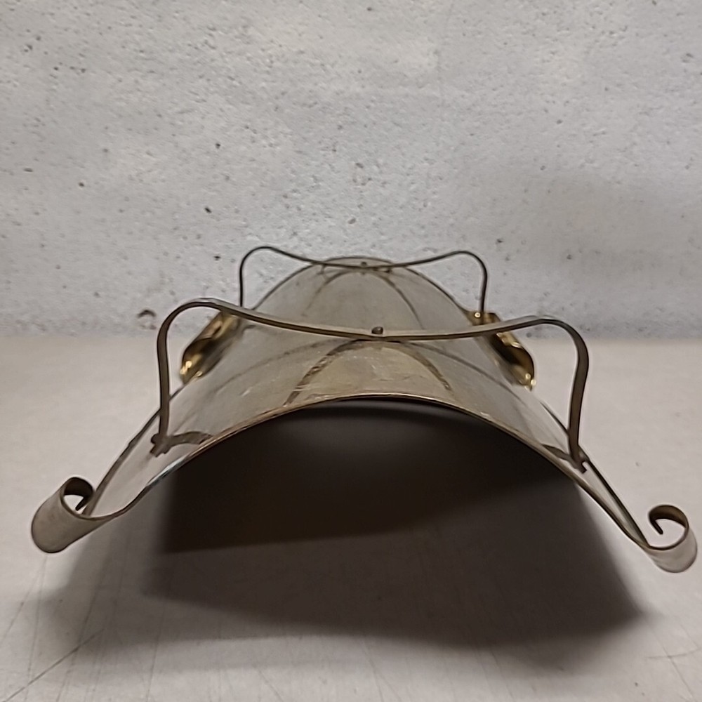 Vintage Rectangular Brass Fireplace Log Holder with Curled Corners