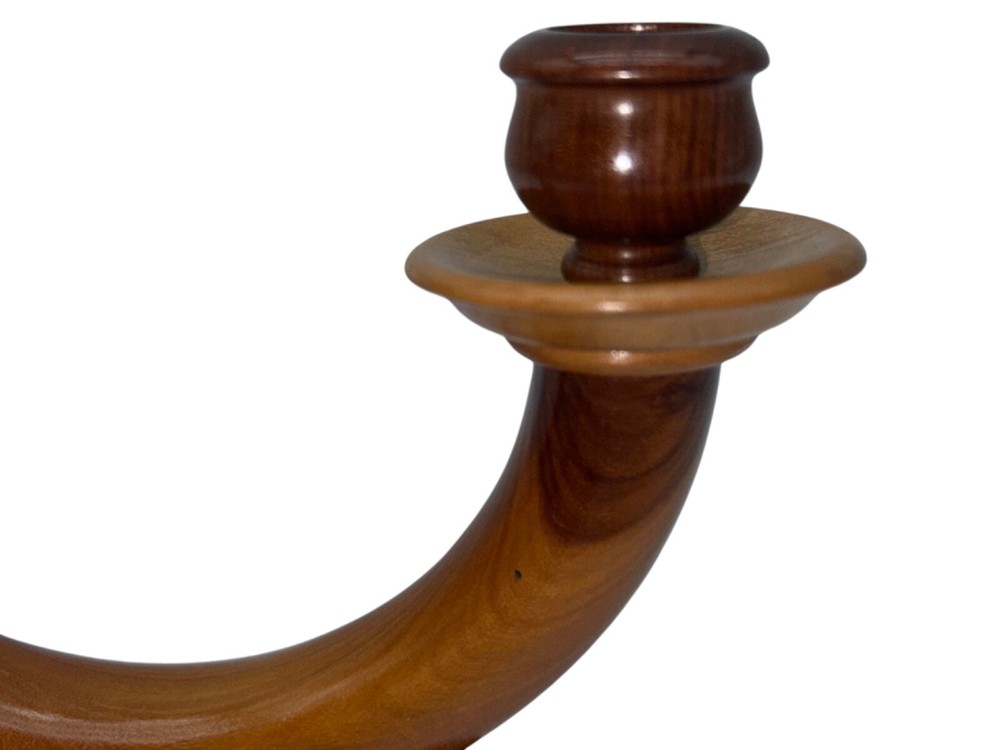 Wooden Candlelabra Two Arm