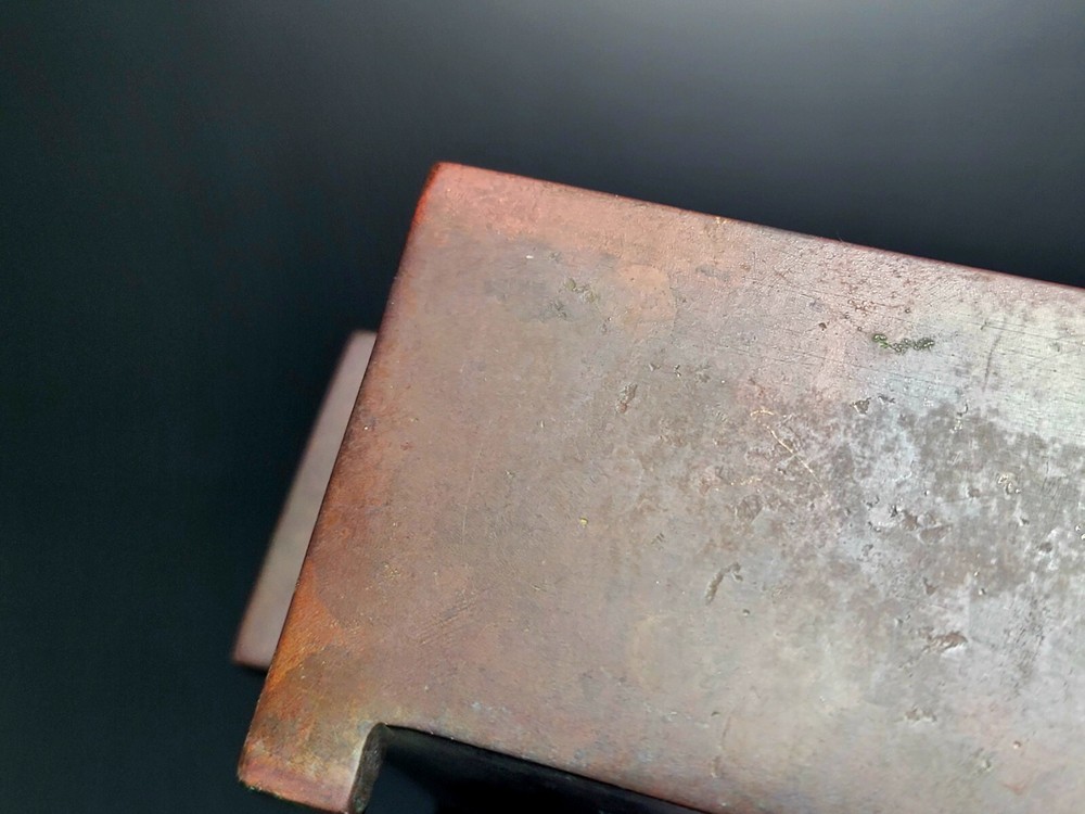 Chinese old square type double ear incense burner with 「湛氏之爐」on it