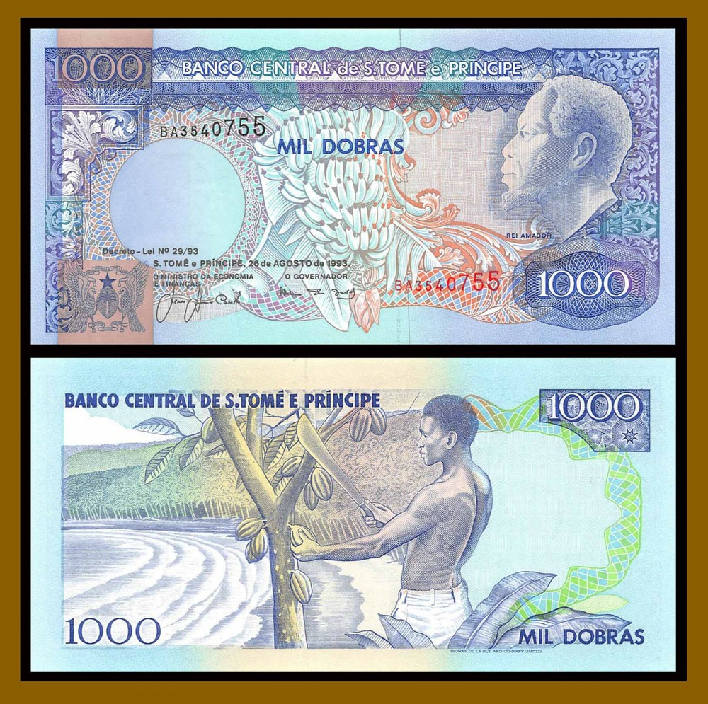 Saint Thomas & Prince 1000 Dobras, 1993 P-64 Bannana Unc