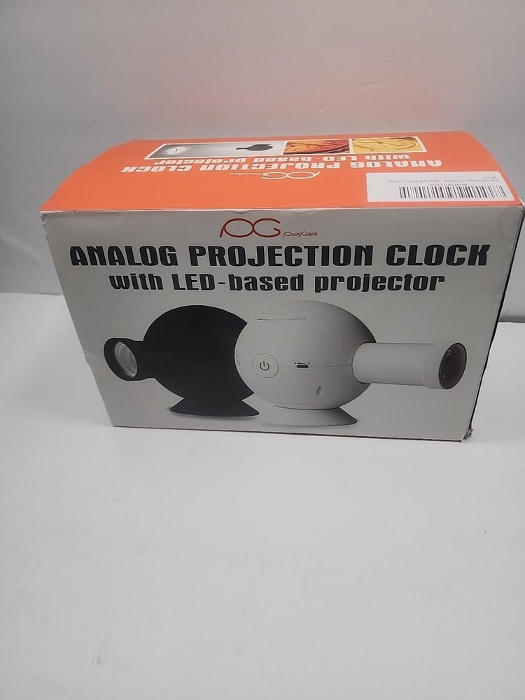 PolyGens Unique LED Analog Projection Clock with Night Light 360° (WHITE)