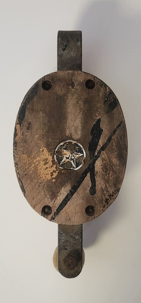 Vintage BTC Wooden Pulley ~ Block & Tackle Rustic Decor