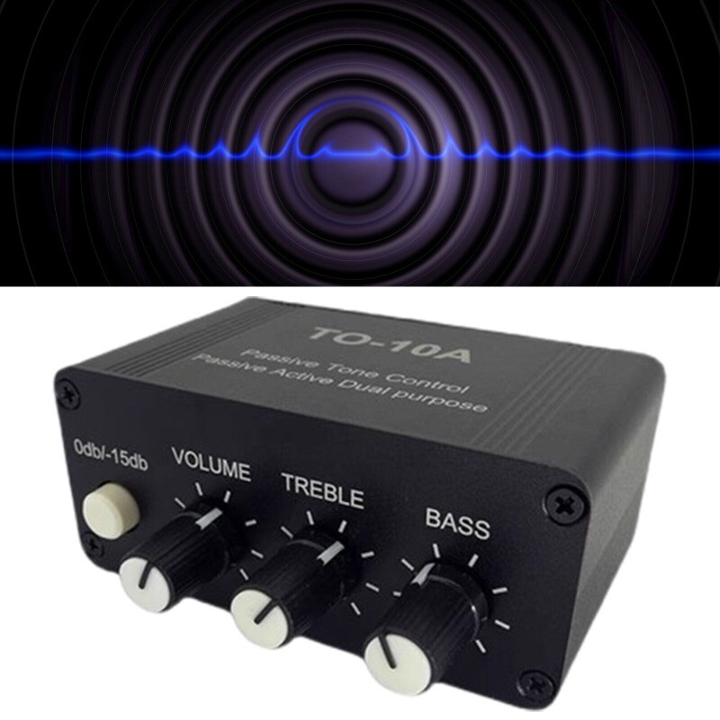 Mini Audio Attenuator 3.5mm/RCA Volume Controller Stereo Preamp w/Tone Control