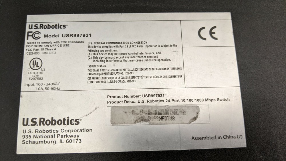 US Robotics USR997931 24-Port Gigabit Switch