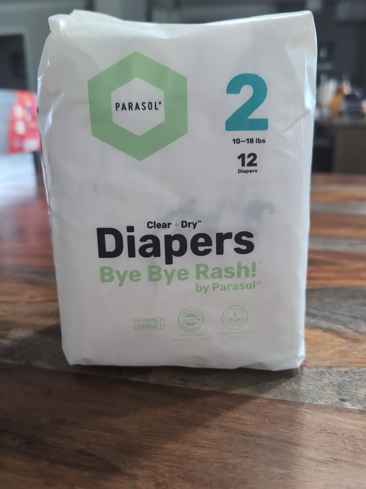 Parasol Bye Bye Rash! Clear Dry Diapers Size 2 (10-18lbs) 12 Count