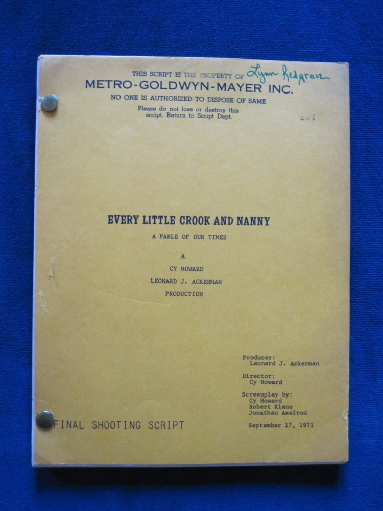ORIGINAL SCRIPT for EVERY LITTLE CROOK & NANNY - LYNN REDGRAVE'S COPY