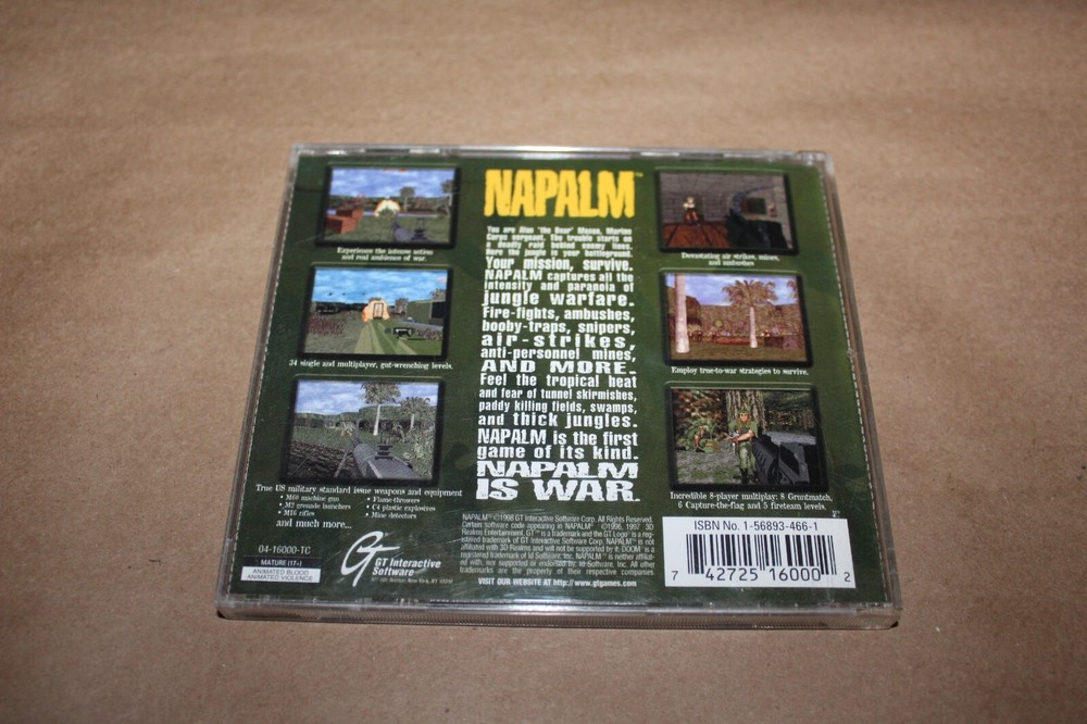 Napalm 3D Shooter PC CD ROM Game, 1998 GT Interactive Software