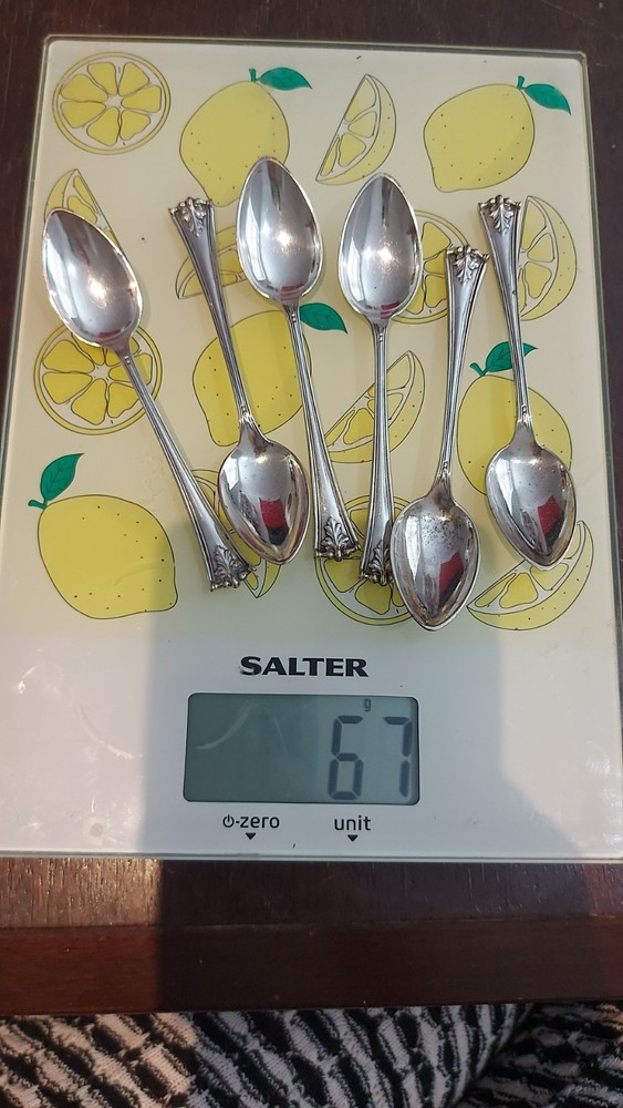 Set Of 6 Solid 826 Silver Spoons , Germany