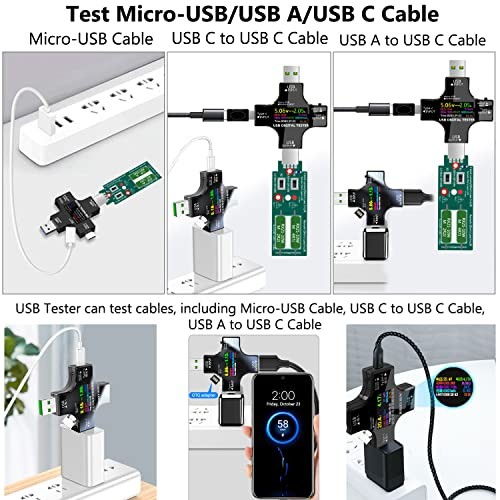 USB C Tester, 2 in 1 Tester IPS Digital