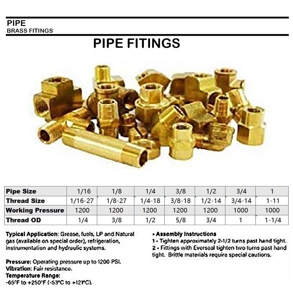2 Pack 1/4" NPT Brass Tee Pipe Fitting,T Shape 1/4 inch,