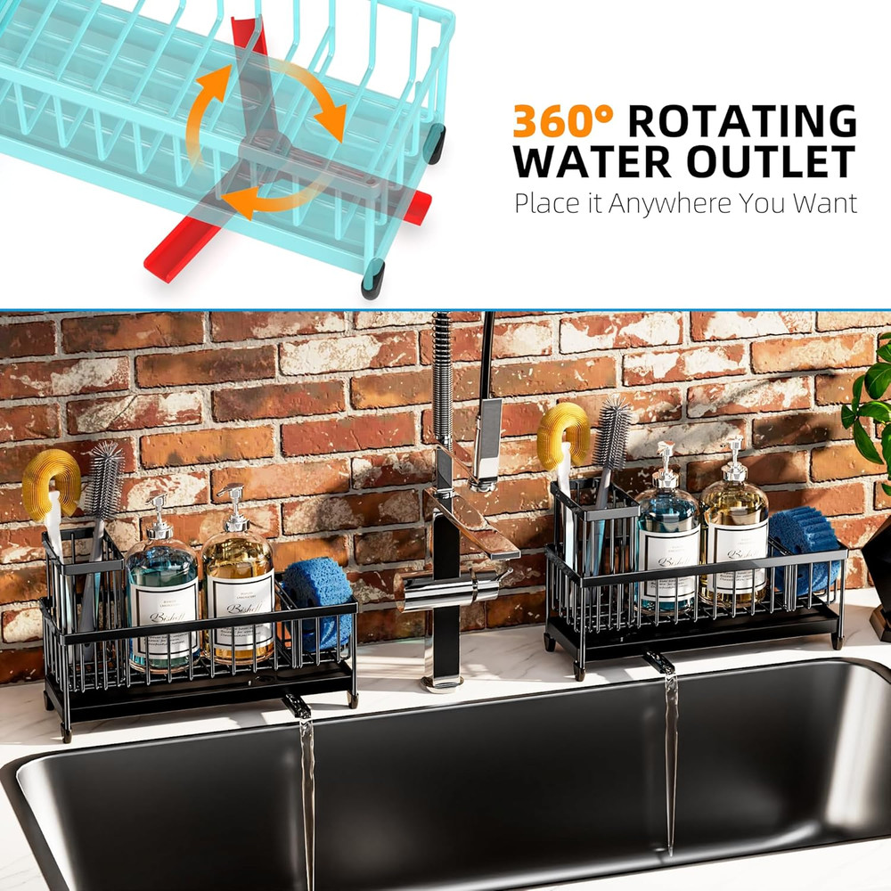 Extra Large Sponge Holder for Kitchen Sink Organizer Caddy, Dish Brush Scrubber