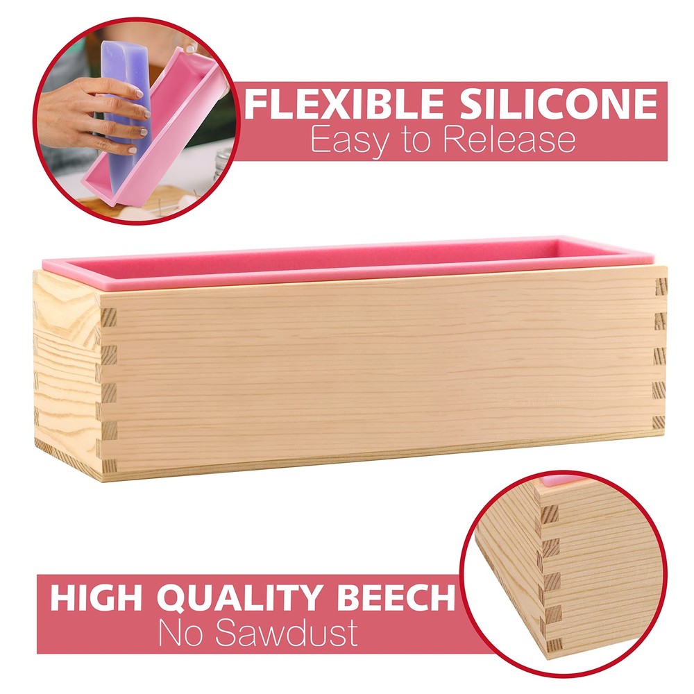 2 pcs Rectangular Soap Molds Kit with Cutters - 42oz Flexible Silicone Loaf S...