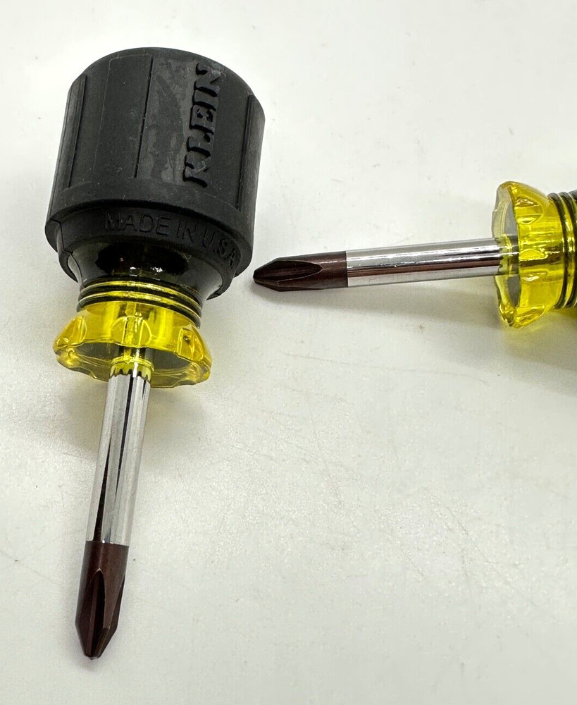 🇺🇸(2) NEW Klein #2 Phillips Tip Screwdriver Set Lot Short Stubby Rubber Grip