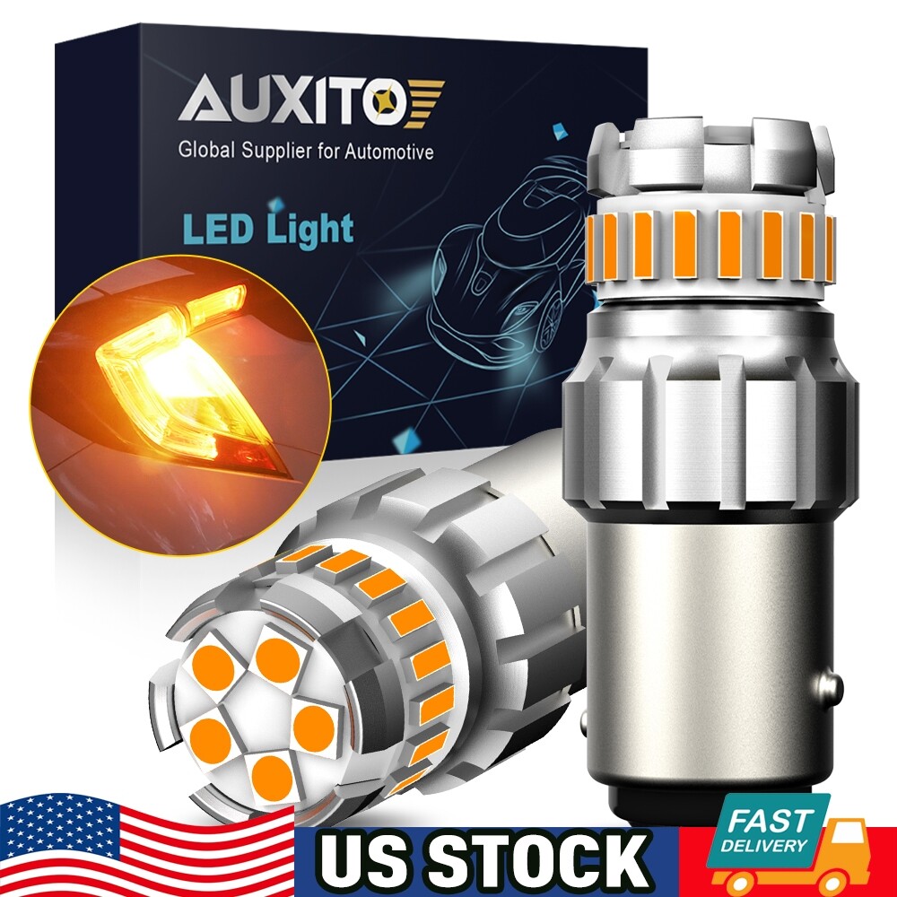 2x Amber Yellow 1157 LED Turn Signal Blinker Parking Light Bulb Anti-Hyper Flash