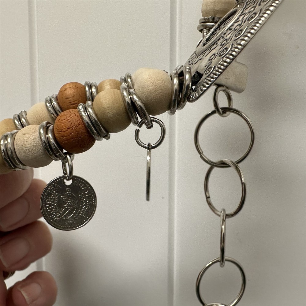 Chain Belt Western Style Beaded Coins Silver