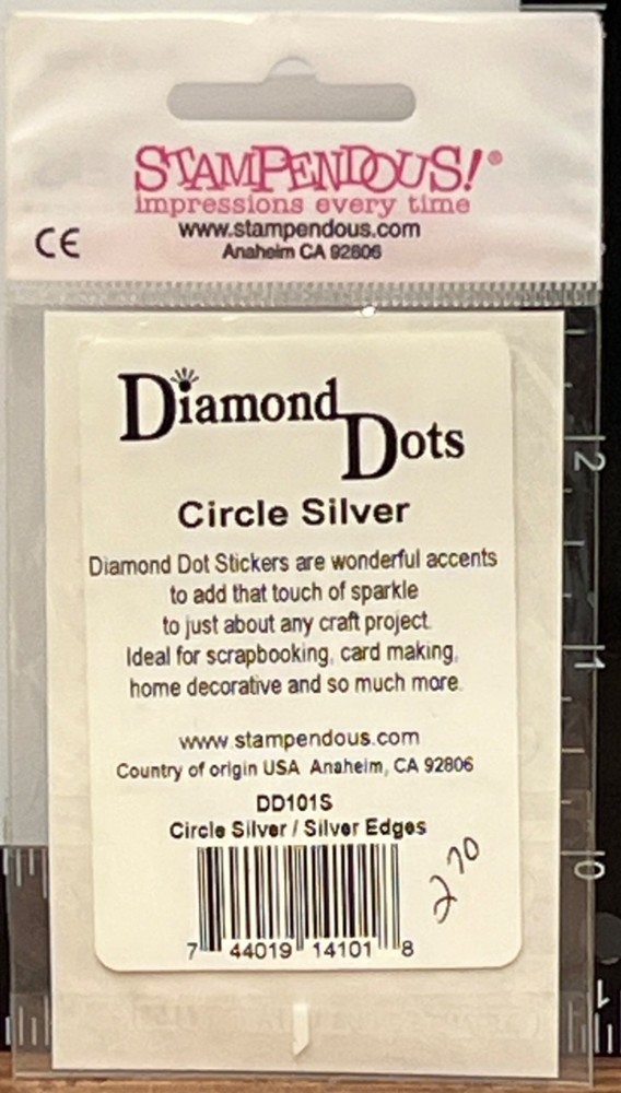 HTF Stampendous! Diamond Dots Silver Circle Stickers Embellishment DD101S