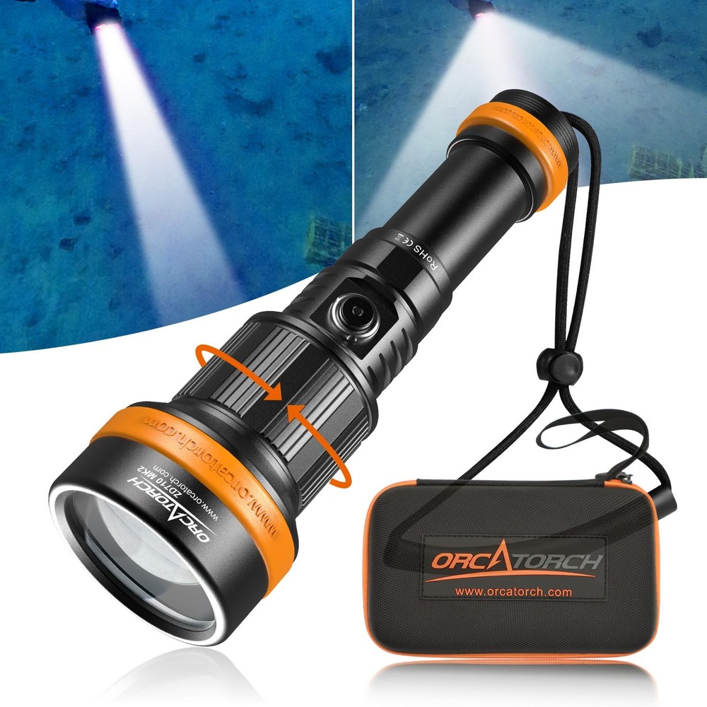 Zoomable Dive Light with Adjustable Beam, 920M Range, IP68 Waterproof Torch