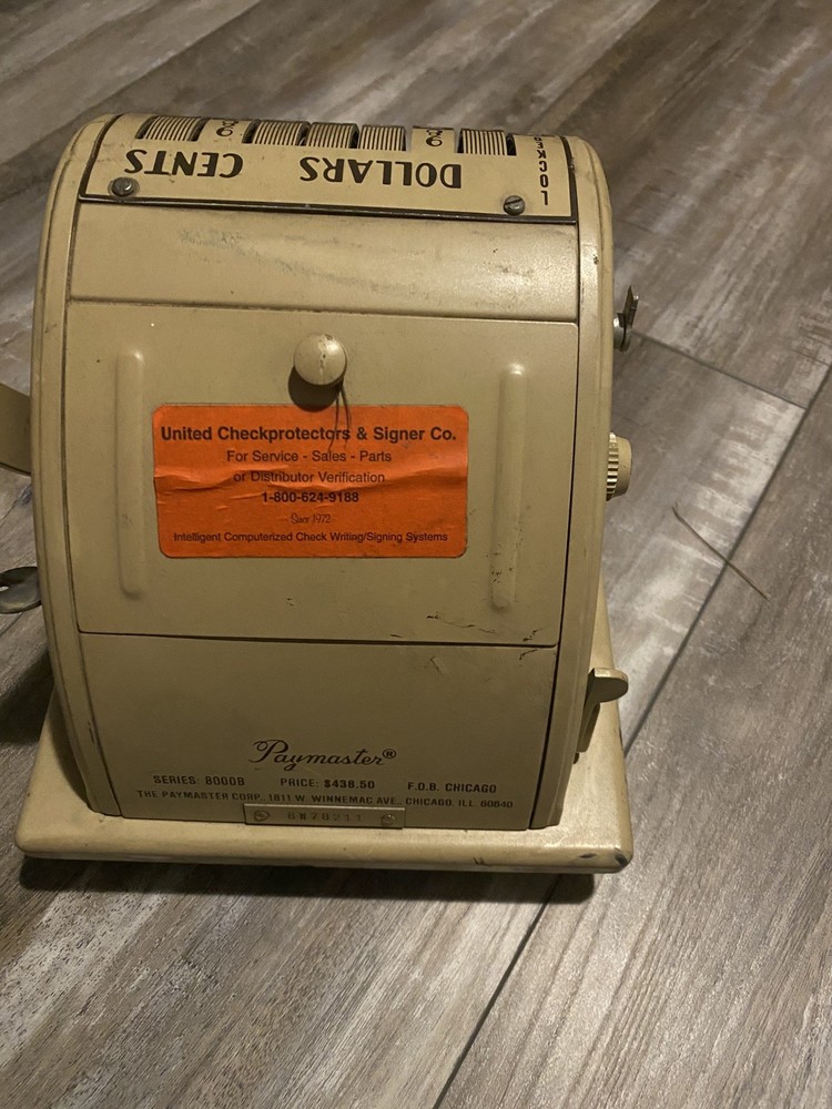 Paymaster 8000 Check Writer Beige w/key