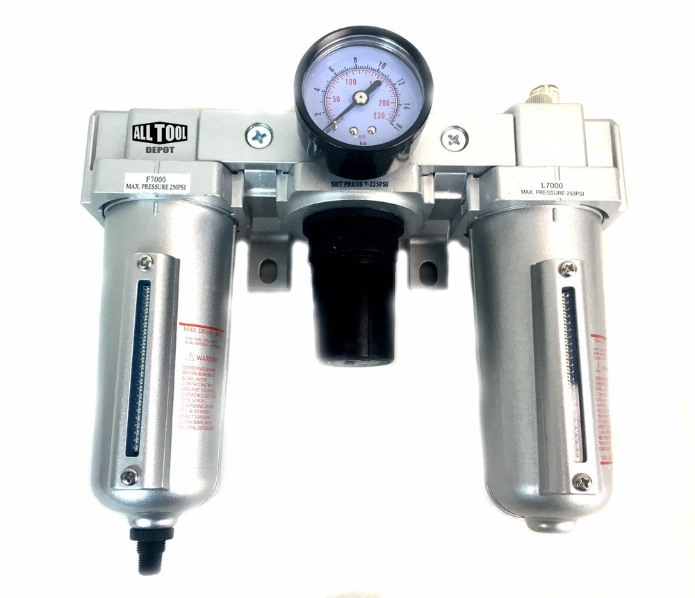 3/4" H/D COMBO PARTICULATE FILTER REGULATOR LUBRICATOR COMPRESSED AIR Auto Drain