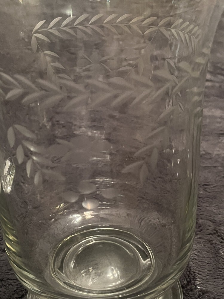 Jan Barbaglio Style Hand Blown Glass Pitcher With Leaf Design.